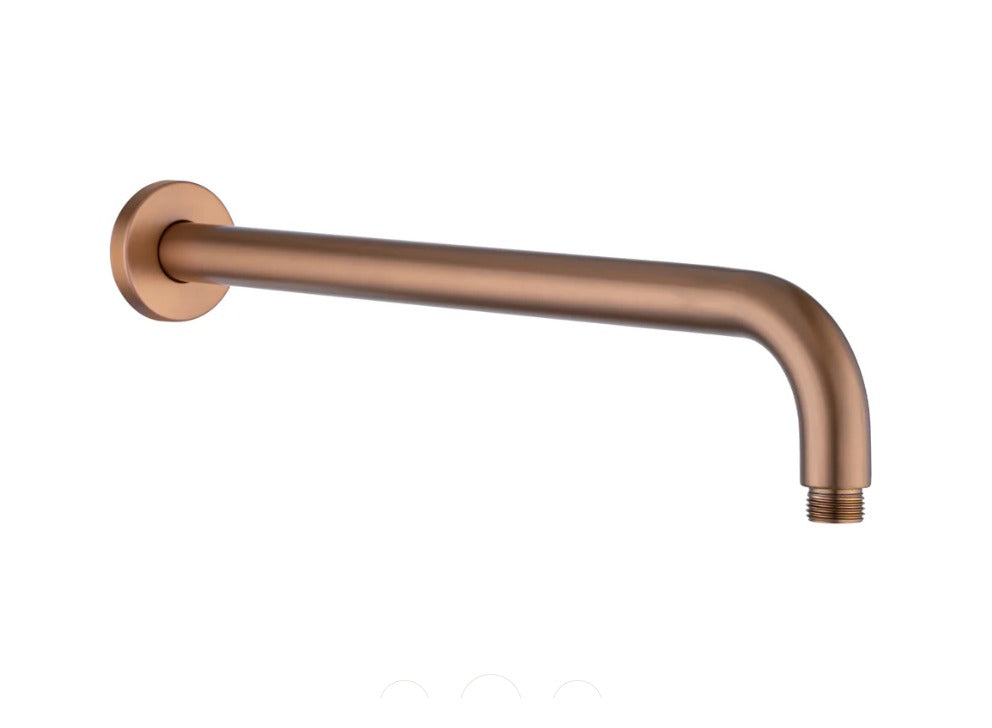 400mm Straight Curve Round Wall Shower Arm - Available in 6 Colours