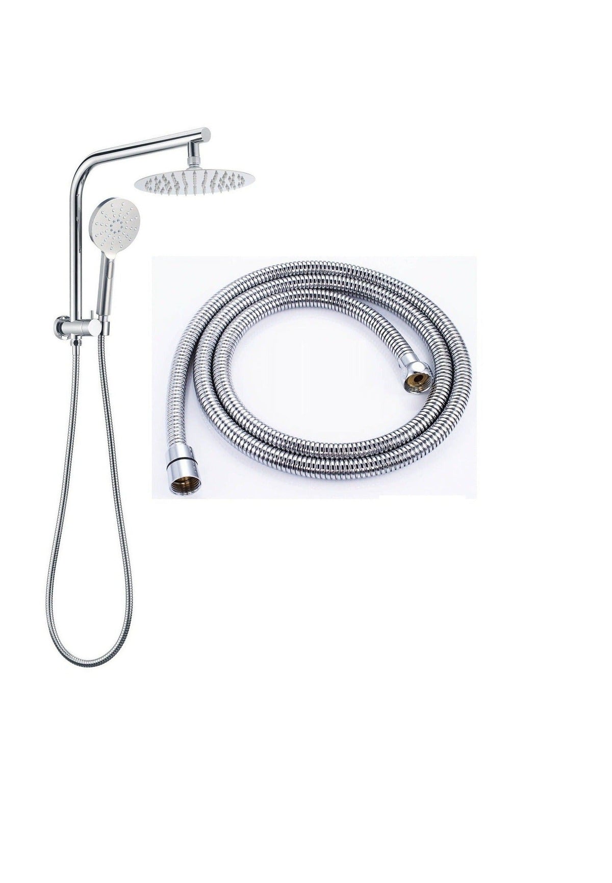 Round Half Shower Rail 200mm head - Available in 5 Colours with SS Hose