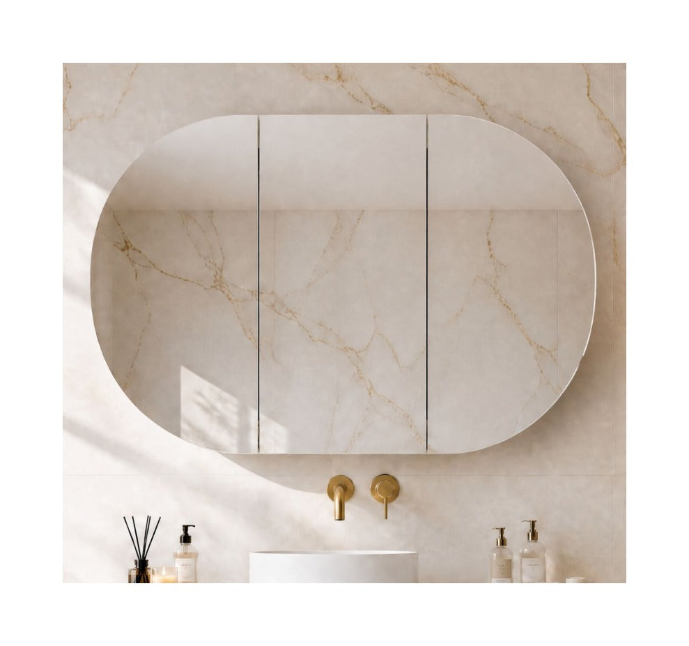 1200mm AMBER Oval Shaving Cabinet Mirror Rosewood