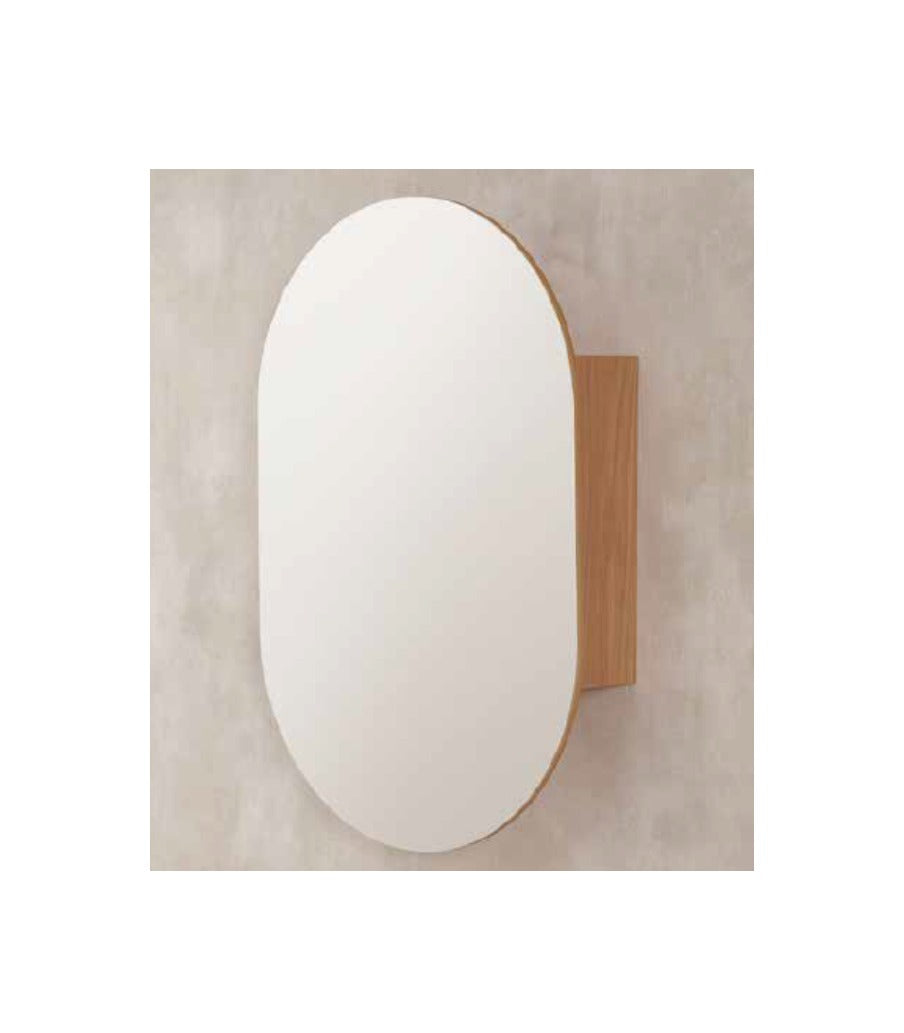 Oval Shaving Cabinet 600mm Wide x 900mm Rosewood