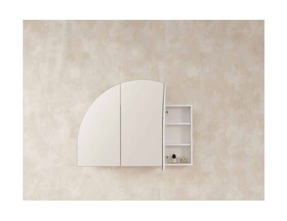 1200mm wide 1/2 Moon Arch Shaving Cabinet Matte White