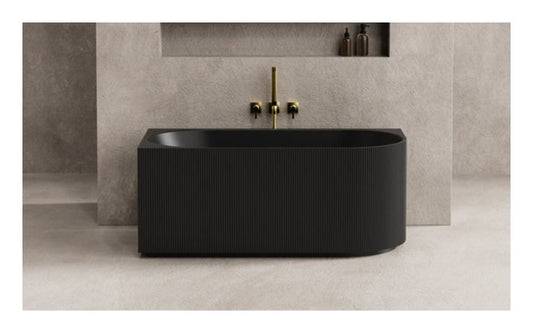 Matte Black Left Hand Corner Fluted 1500mm Bath