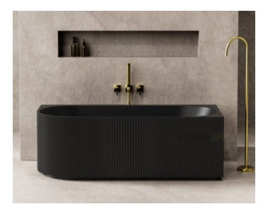 Matte Black Right Hand Corner Fluted 1700mm Bath