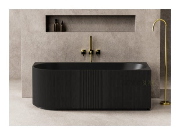 Matte Black Right Hand Corner Fluted 1500mm Bath