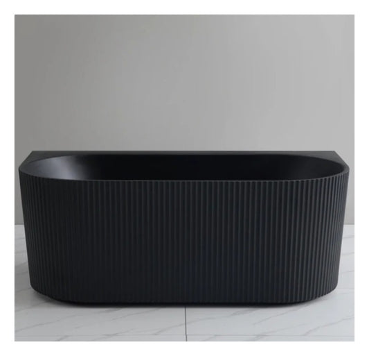 Matte Black Back to Wall Fluted 1500mm Bath