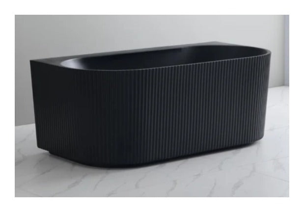 Matte Black Back to Wall Fluted 1700mm Bath