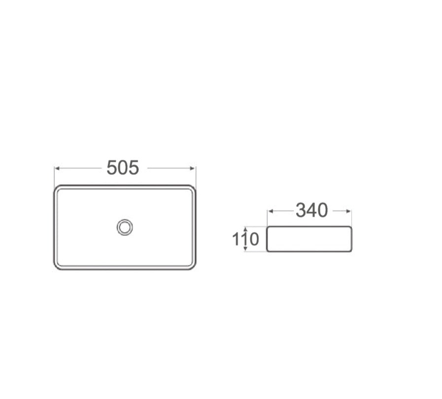 DIOR-II Above Counter Basin 505x340x110mm - Availanle in 3 Colours