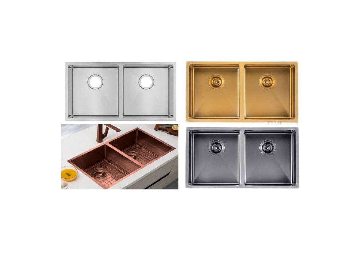 820 x 450mm SS Double Bowl Sink - Available in 4 Colours