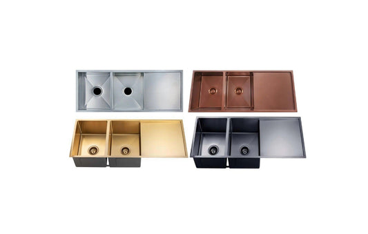 1160 DOUBLE BOWL DRAINER SS SINK - Available in 4 Colours