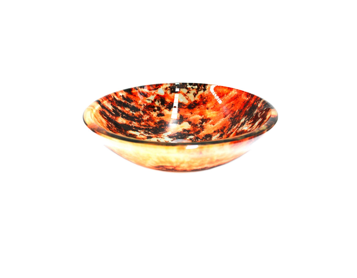 SUNKIST 420*140 Orange * Yellow & Brown Multi Double Layer Round Tempered Glass Vanity Basin