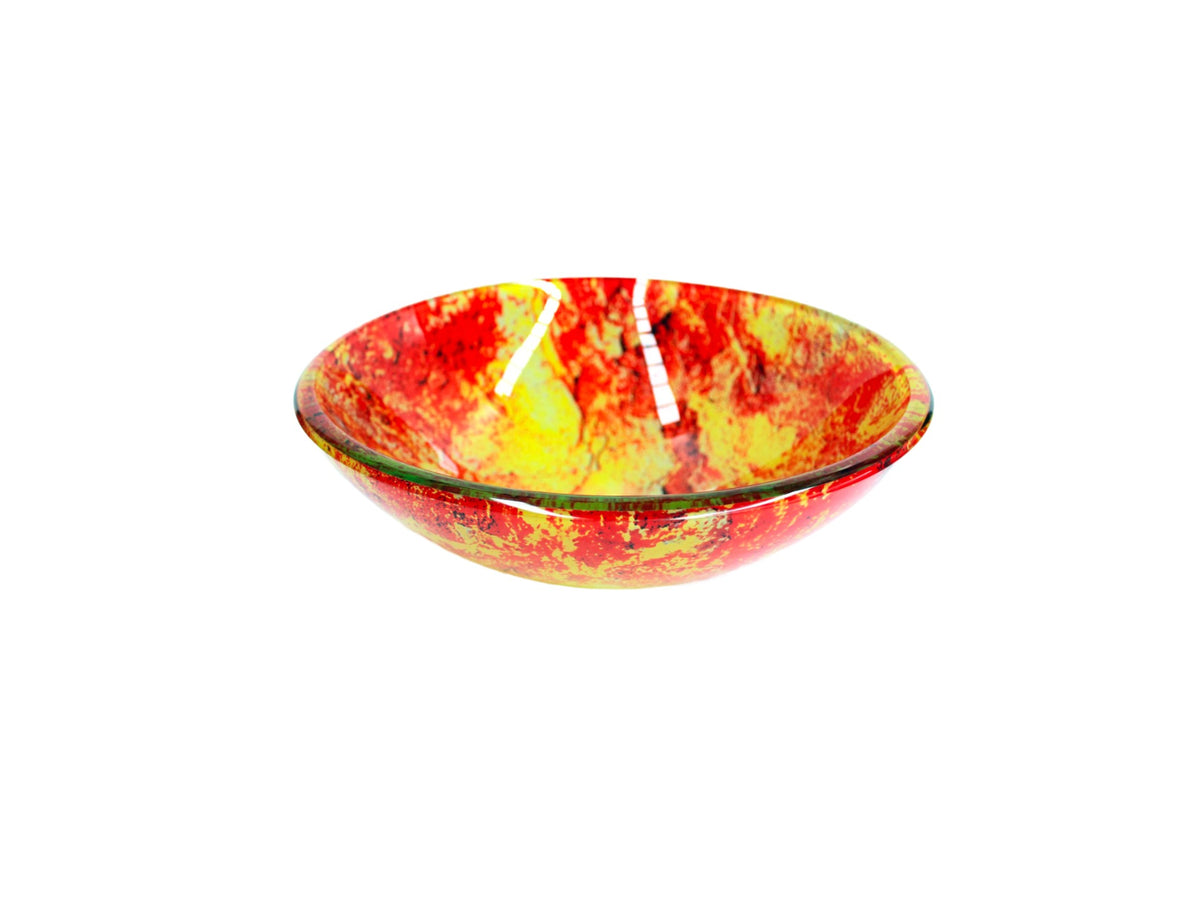 SUMMER RAIN 420*140 Yellow * Orange Round Double Layer Tempered Glass Vanity Basin
