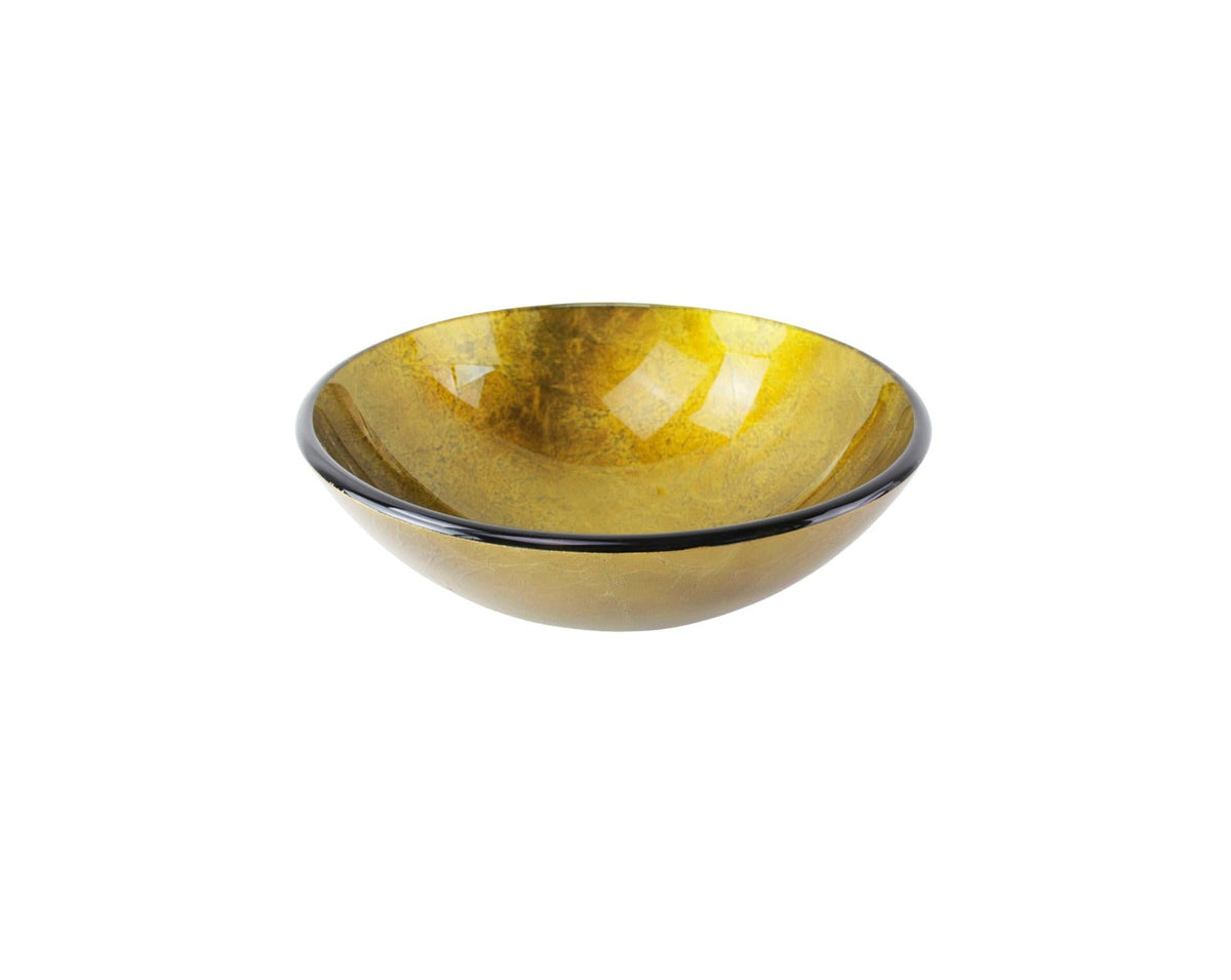 GOLDEN DUST 420*140 Dark Gold Round Tempered Glass Countertop Vanity Basin