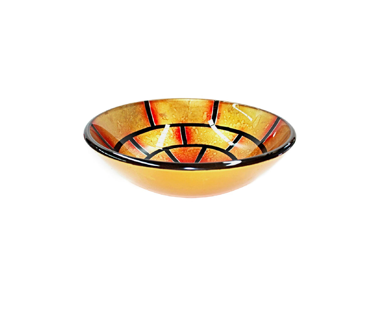 JASMINE 420*140 Gold * Black & Orange Round Tempered Glass Vanity Basin