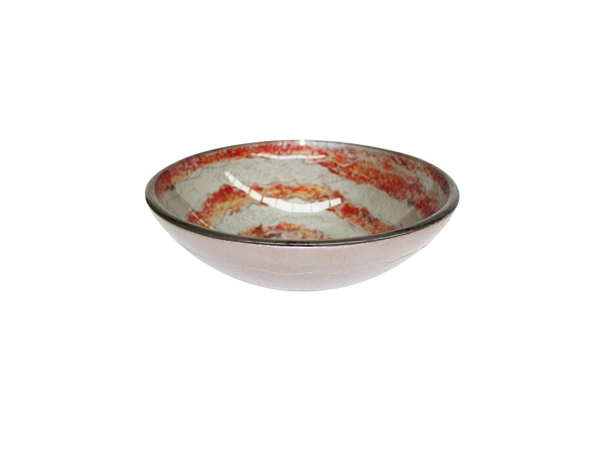 JARDEN 420*140 Orange * Silver Round Tempered Glass Vanity Basin