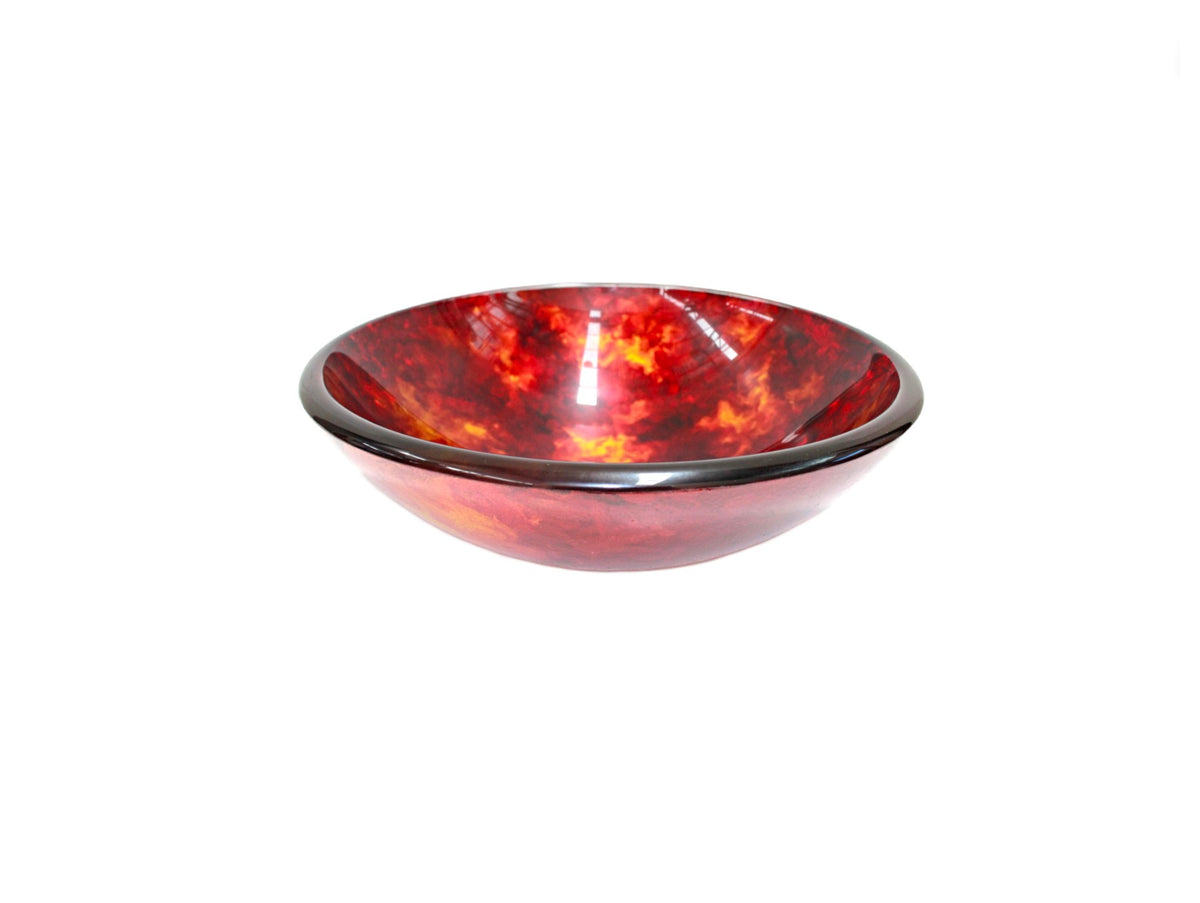 CYCLONE 420*140 Red * Gold Round Tempered Glass Vanity Basin