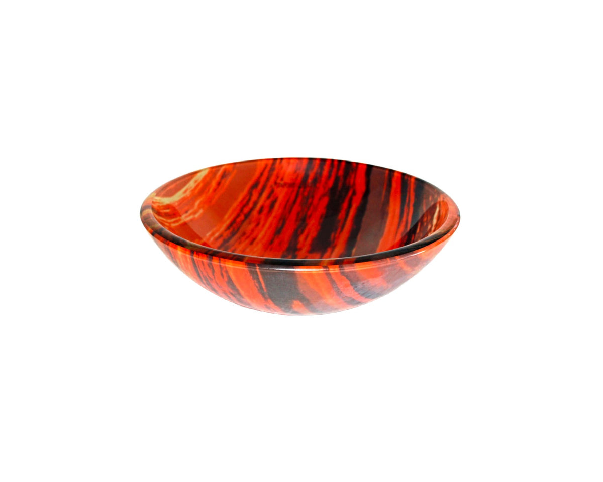 LAVA 420*140 Red * Orange & Brown Round Double Layer Tempered Glass Vanity Basin