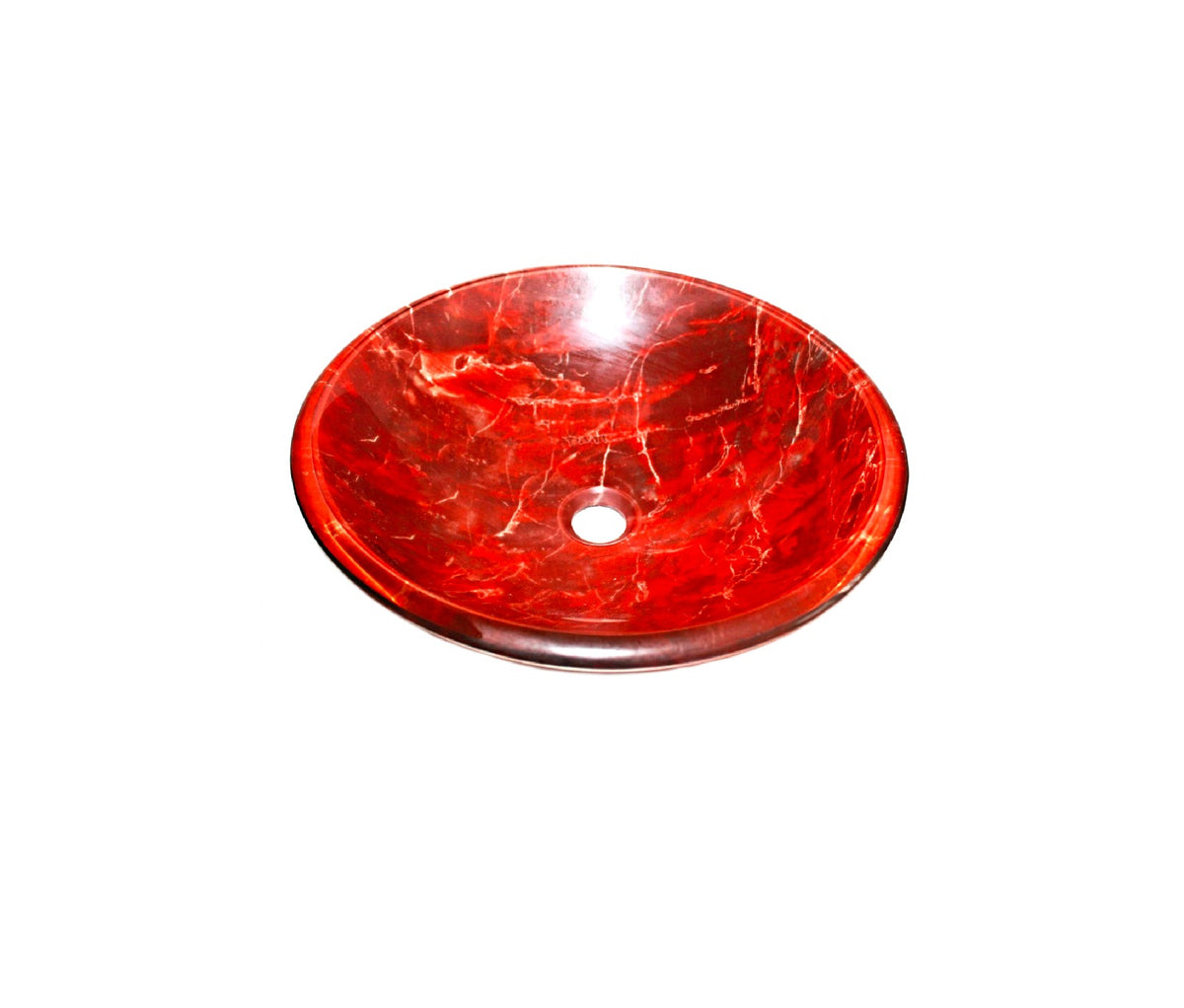 MIDNIGHT RED 420*140 Red Marble Vein Round Double Layer Tempered Glass Vanity Basin