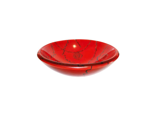 SCARLET RED 420*140 Red * Black Round Double Layer Tempered Glass Vanity Basin