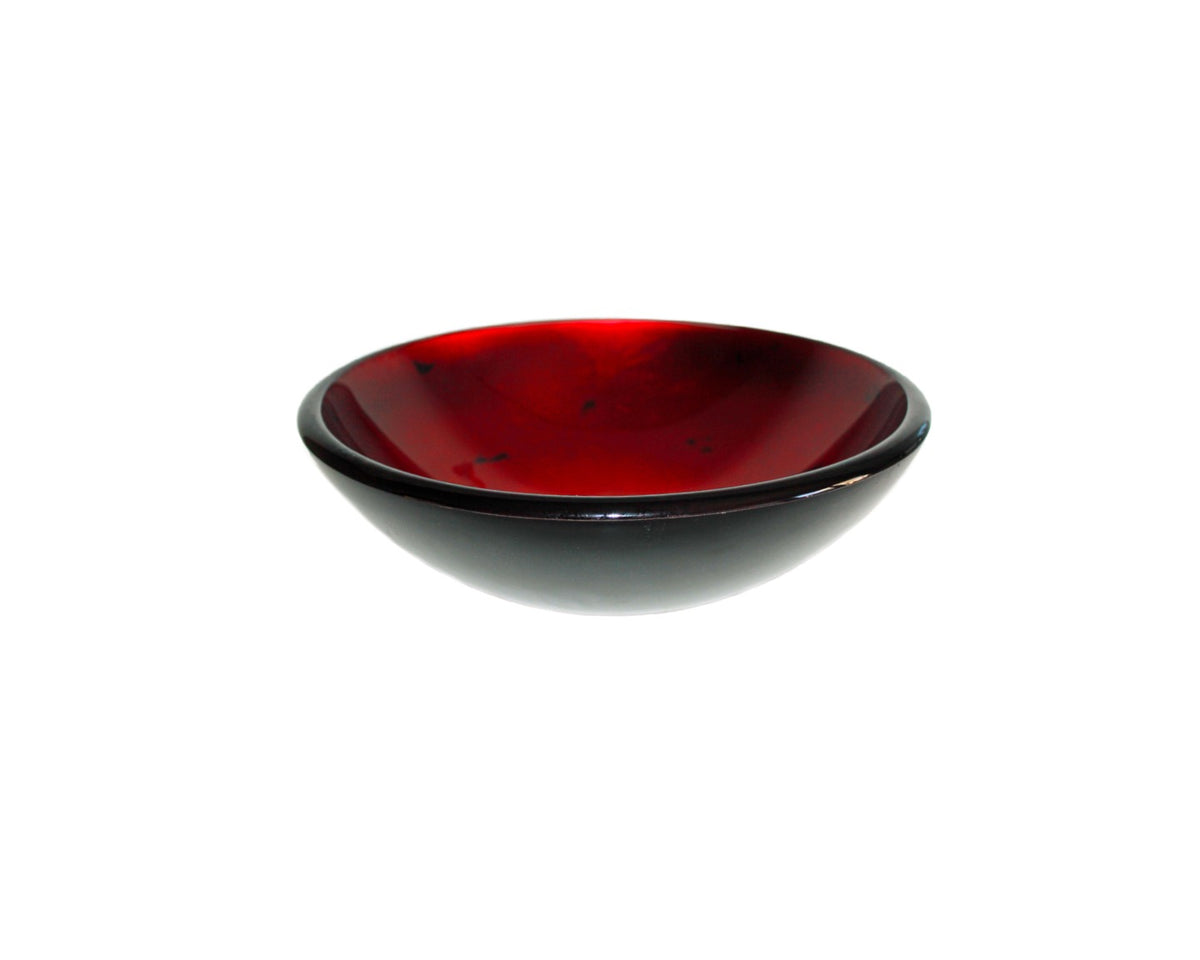 MYRTLE RED 420*140 Red * Black Round Tempered Glass Countertop Vanity Basin
