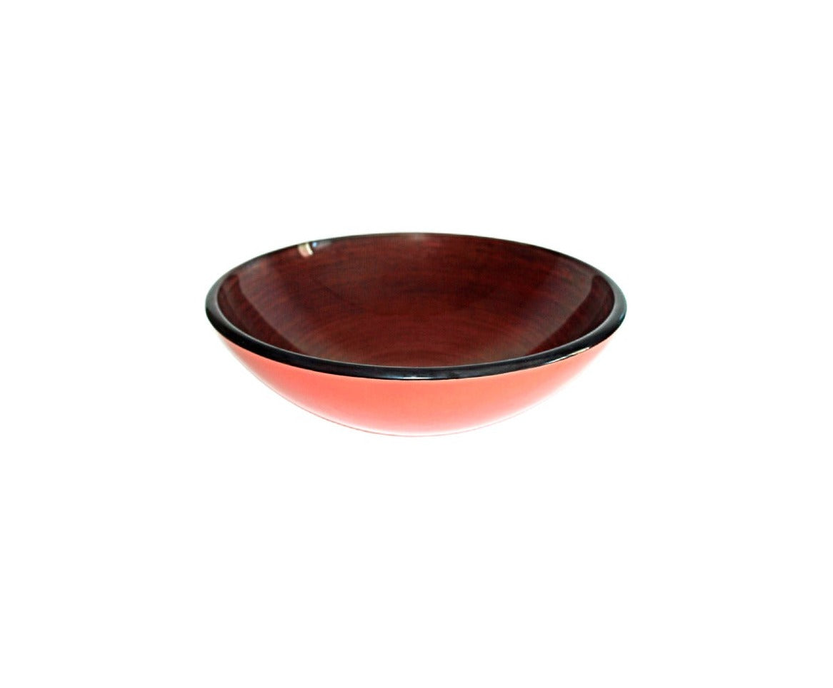 BURNT HUE 420*140 Round Salmon Pink * Black Tempered Glass Countertop Vanity Basin
