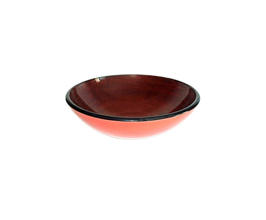 BURNT HUE 420*140 Round Salmon Pink * Black Tempered Glass Countertop Vanity Basin