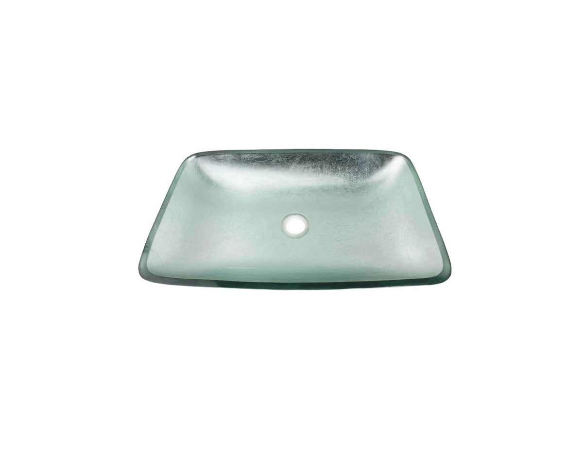 SILVER TRAY 560*360*100 Silver Rectangle Low Line Tempered Glass Countertop Basin