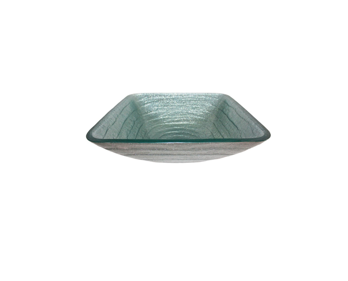 SILVER THORN (B) 440*440*135 Silver Tapered Square Tempered Glass Countertop Vanity Basin