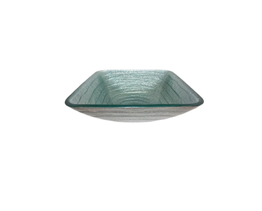 SILVER THORN (B) 440*440*135 Silver Tapered Square Tempered Glass Countertop Vanity Basin