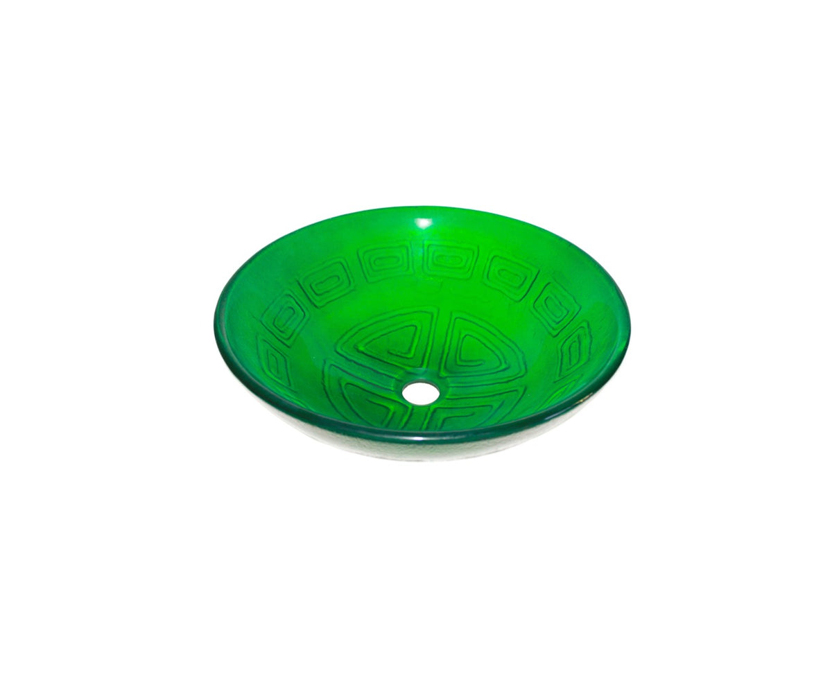 NEPTUNE 420*140 Green Semi-Translucent Round Tempered Glass Countertop Basin