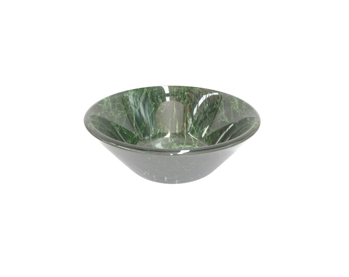 SHATTERED 420*140 Green Vein Marble Effect Tapered Round Double Layer Tempered Glass Countertop Vanity Basin