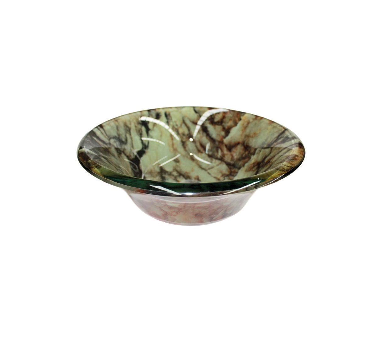 MARBLE ENON 420*140 Brown * Marble Effect Tapered Round Double Layer Tempered Glass Countertop Vanity Basin