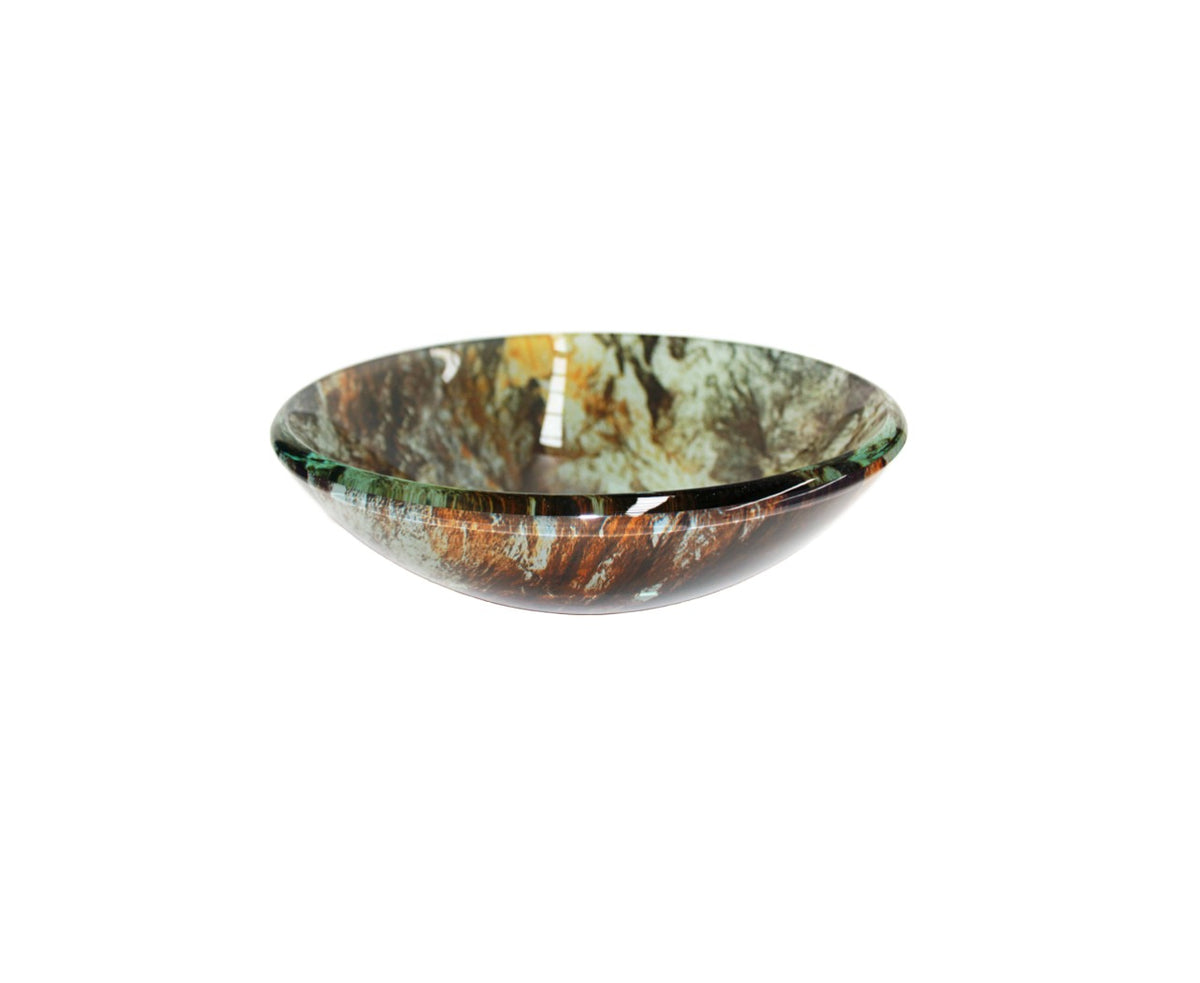 CAMEO 420*140 Brown * White Round Double Layer Tempered Glass Countertop Vanity Basin