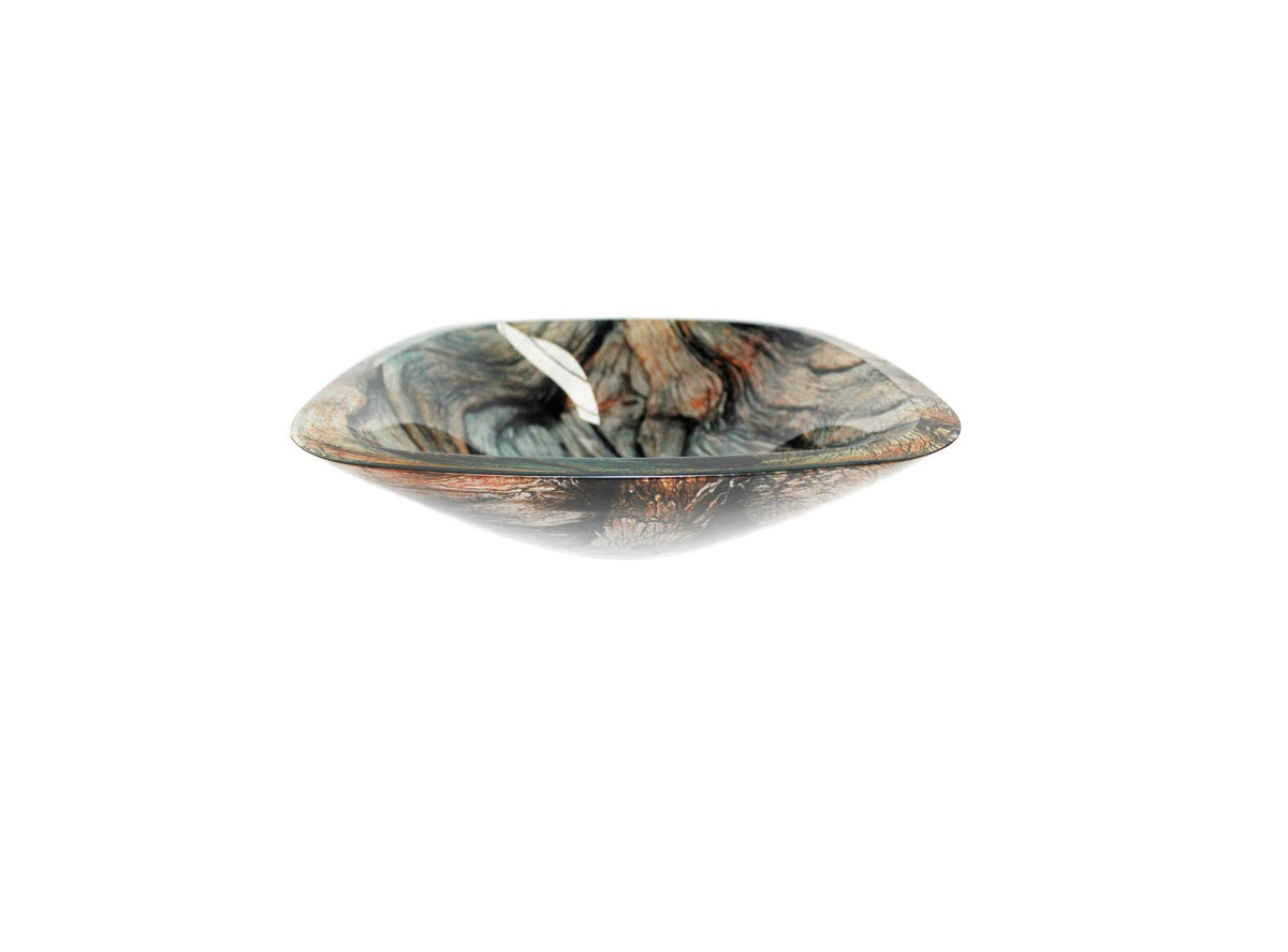 JASPER 420*140 Brown * Orange Multi Colours Square Tapered Double Layer Tempered Glass Countertop Vanity Basin