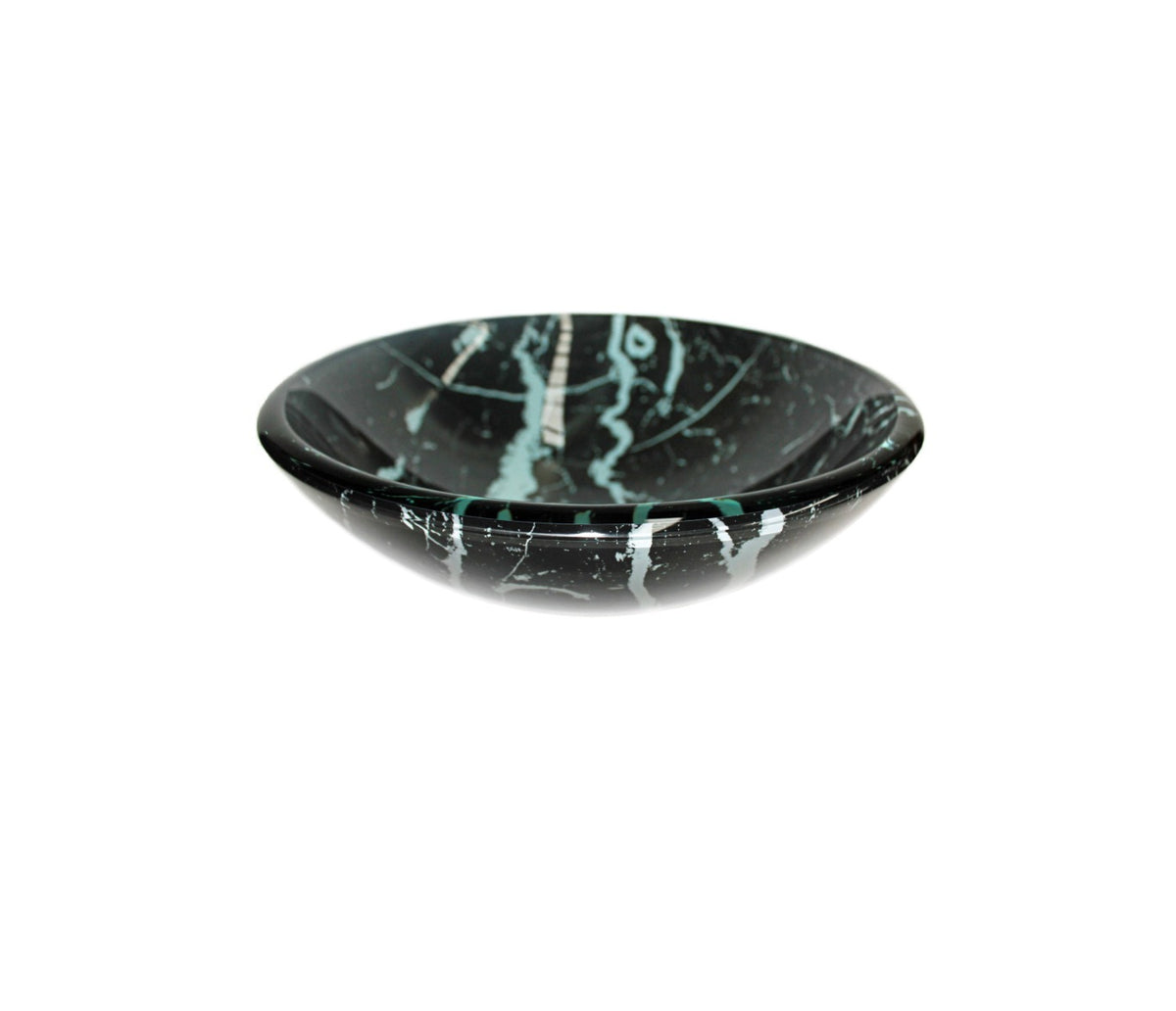 MARBLE ONYX 420*140 Black * White Round Double Layered Tempered Glass Countertop Vanity Basin