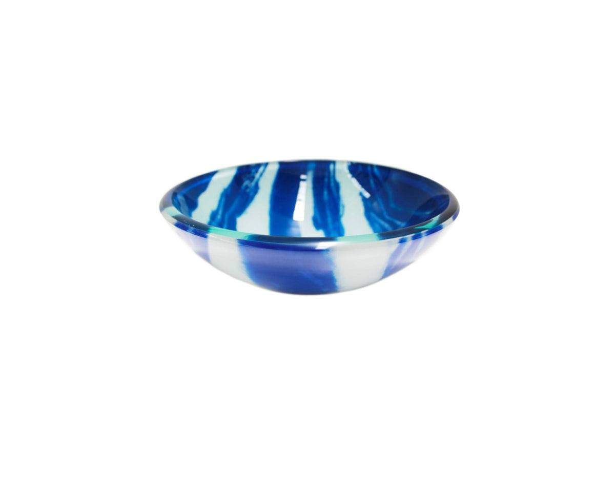 WAVE 420*140 Blue * White Round Double Layer Tempered Glass Countertop Vanity Basin
