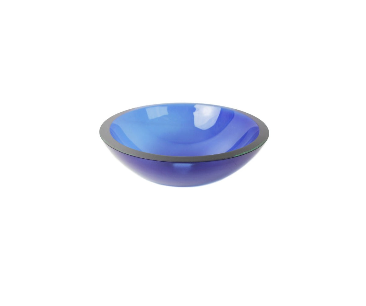 DREAM BLUE 420*135 Blue Round Thick Edge Semi-Translucent Tempered Glass Countertop Vanity Basin
