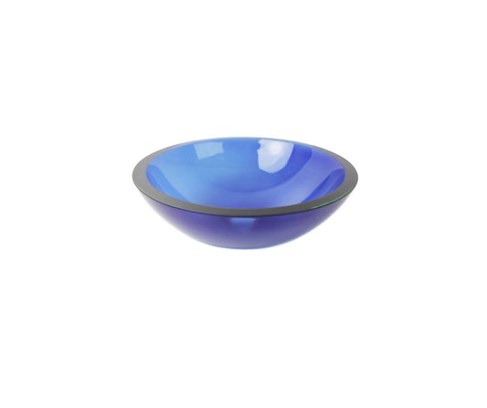 DREAM BLUE 420*135 Blue Round Thick Edge Semi-Translucent Tempered Glass Countertop Vanity Basin