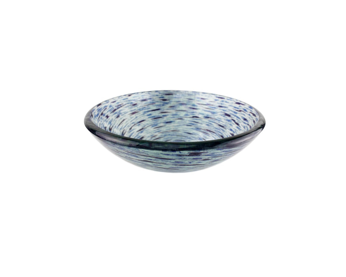 BLUE REEF 420*140 Blue * Clear Semi Translucent Round Tempered Countertop Glass Basin