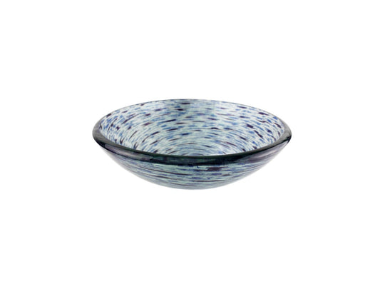 BLUE REEF 420*140 Blue * Clear Semi Translucent Round Tempered Countertop Glass Basin