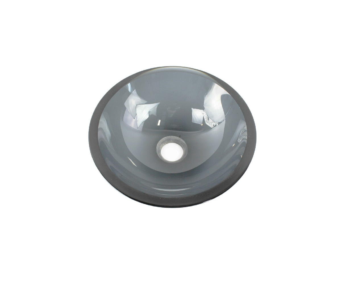 MIDNIGHT SHADE 420*135*19 Black Round Thick Edge Semi-Translucent Tempered Glass Countertop Vanity Basin