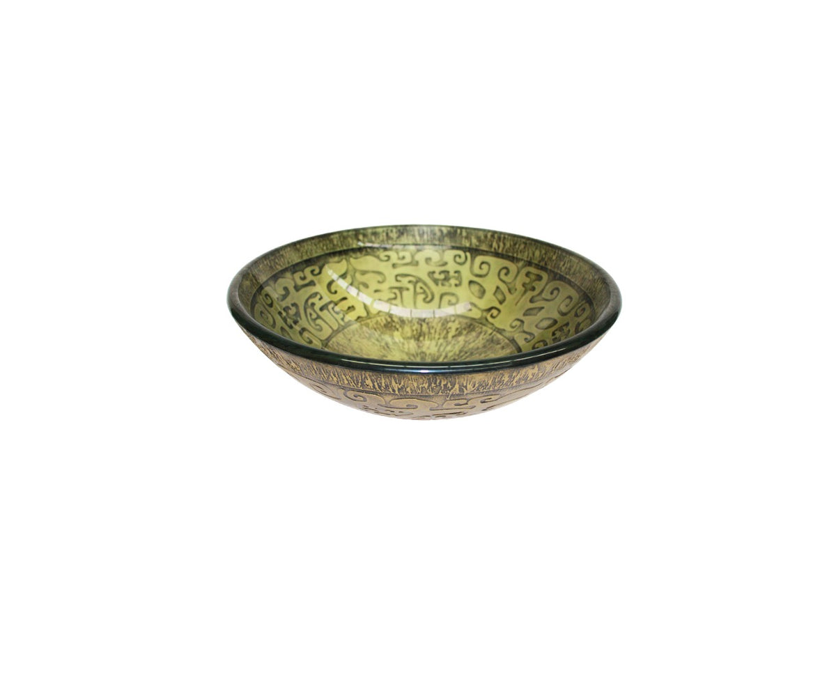 EMERALD RUST 420*140 Artisan Round Tempered Glass Countertop Vanity Basin