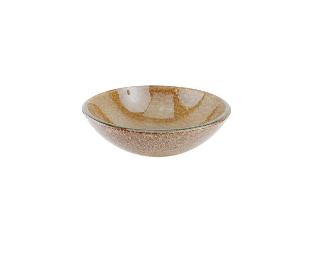 RUSTY BLISS 420*140 Brown Pattern Round Tempered Glass Double Layer Countertop Vanity Basin
