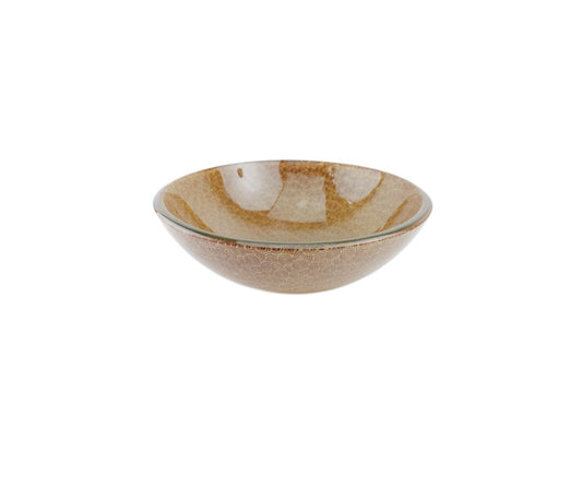 RUSTY BLISS 420*140 Brown Pattern Round Tempered Glass Double Layer Countertop Vanity Basin