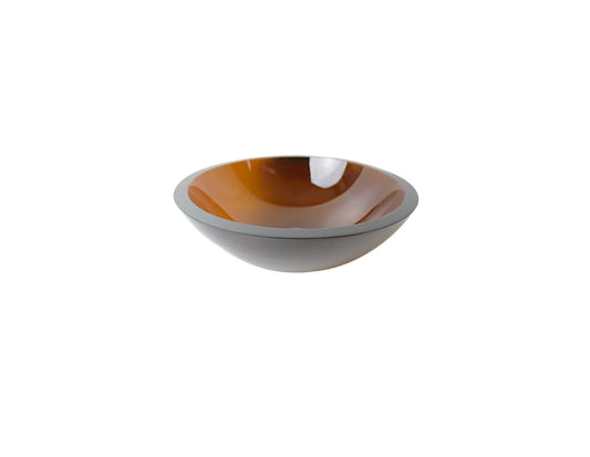 BROWN SHADE 310*130*19 (Compact) Brown Thick Edge Round Semi Translucent Tempered Glass Countertop Vanity Basin