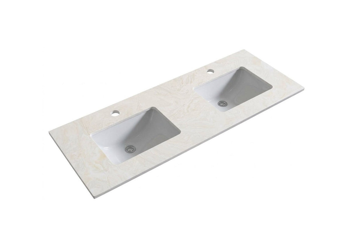 1200 x 460 x 18mm Reconstituted Stone Top with Undermount Double Basins