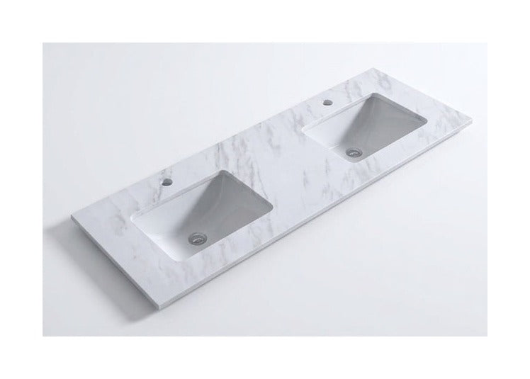 1500 x 460 x 18mm Reconstituted Stone Top with Undermount Double Basins
