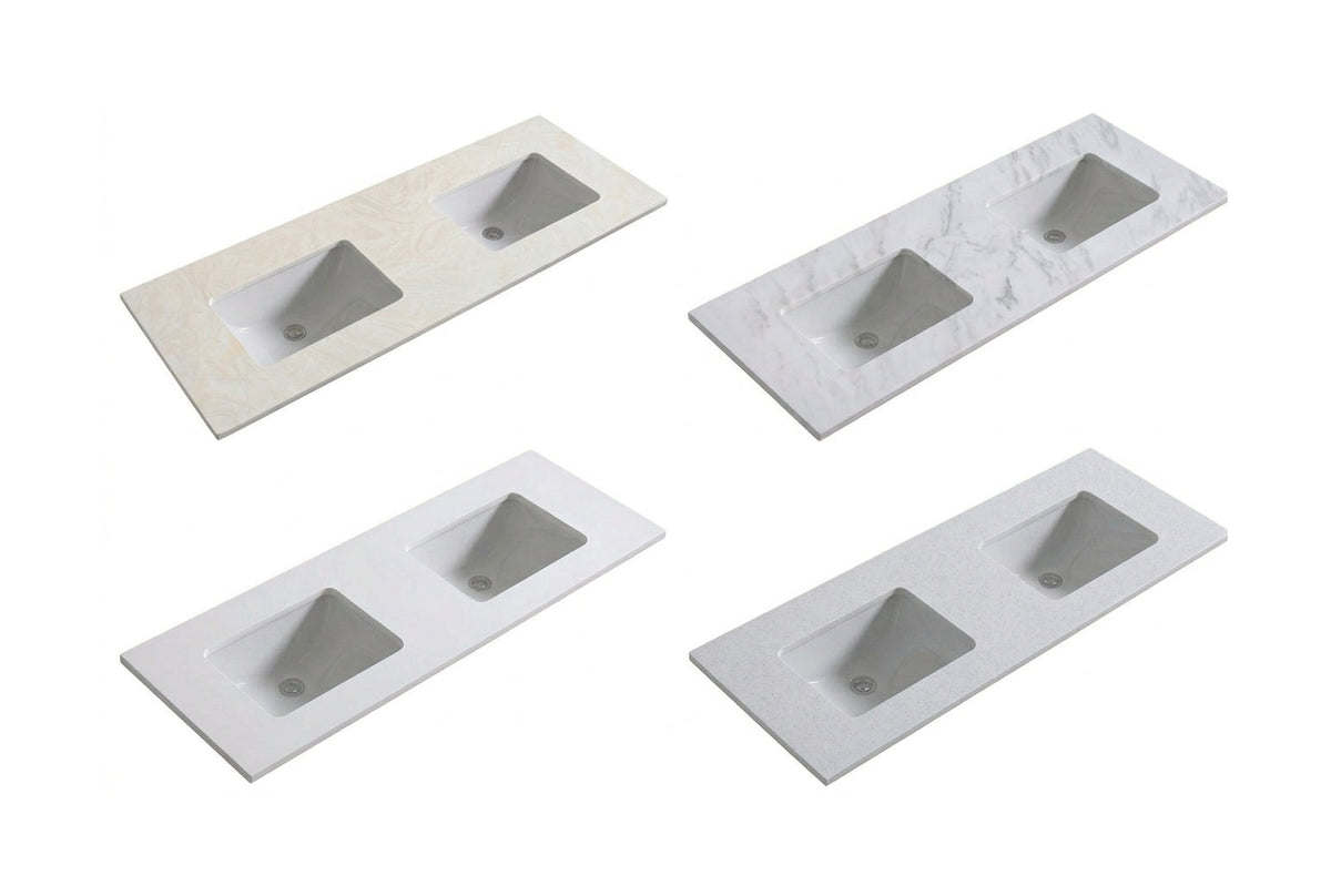 1500 x 460 x 18mm Reconstituted Stone Top with Undermount Double Basins