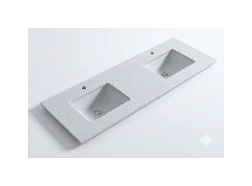 1500 x 460 x 18mm Reconstituted Stone Top with Undermount Double Basins
