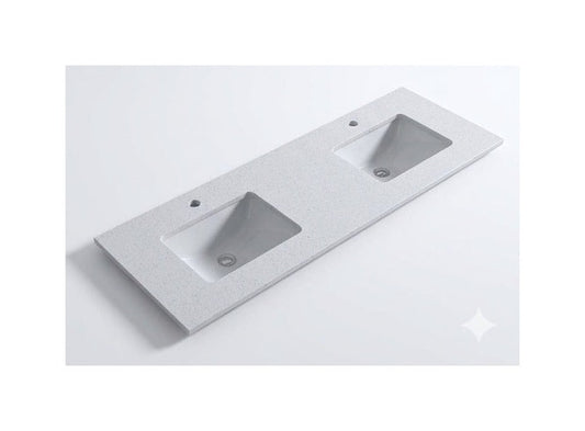 1500 x 460 x 18mm Reconstituted Stone Top with Undermount Double Basins