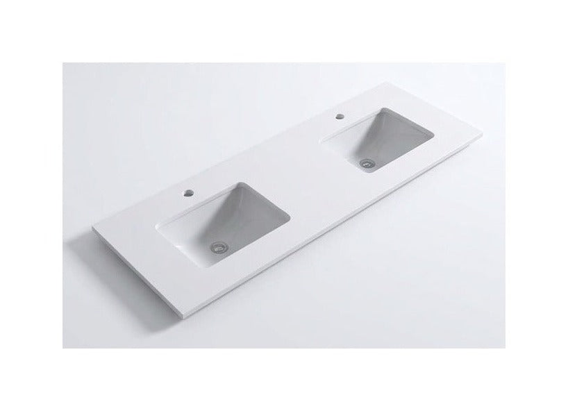 1500 x 460 x 18mm Reconstituted Stone Top with Undermount Double Basins
